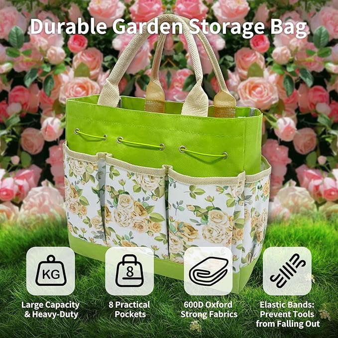 20-Piece Gardening Tools with Fashion and Durable Storage Bag - Heavy Duty Garden Tools Stainless Steel Rust-Proof Ergonomic Garden Tool Set - Ideal Gifts for Women and Men - Portable Gardening Kit