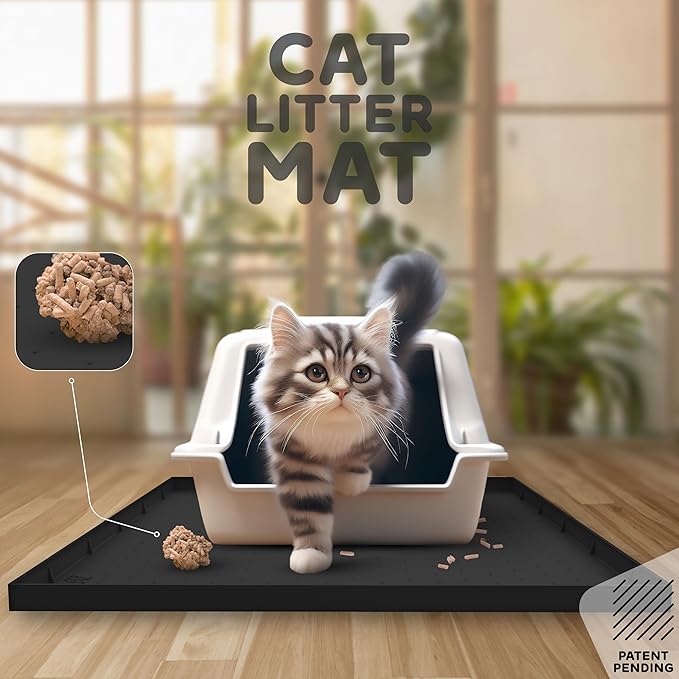 32x24x1” XL Dog Food Mat - All Purpose Under Sink Liner, Washer and Dryer Covers for The Top, Silicone Griddle Mat for Blackstone - Raised Edges Dog Mat for Food and Water Prevent Spill, Waterproof