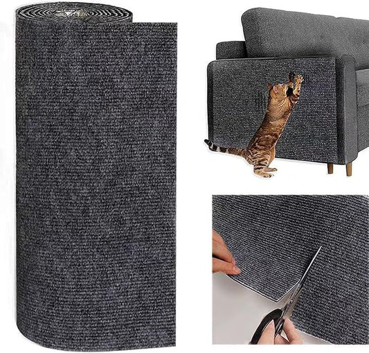 Cat Scratch Couch Furniture Protector, Adhesive Cat Scratch Pad Deterrent for Furniture, DIY Climbing Cat Scratcher Couch Protector from Cat Claws Scratching Indoor (Dark Grey 15.7"X39.4")