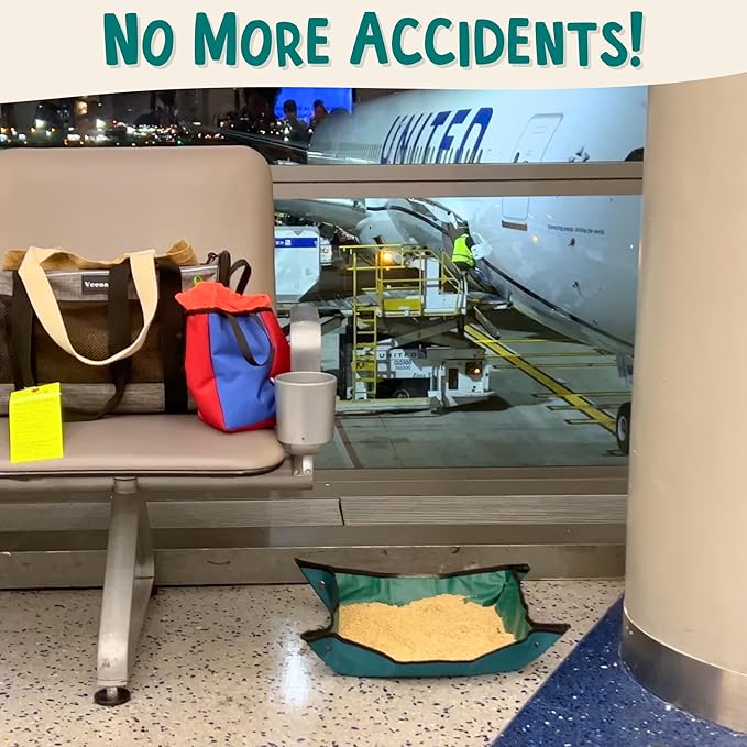 Travel Litter Box for Cats Small & Foldable - Non-Stick Portable Litter Box for Cat Traveling, No-Mess, Collapsible Litterbox (Essentials Traveling with Cats by Car, Plane, and Camping)