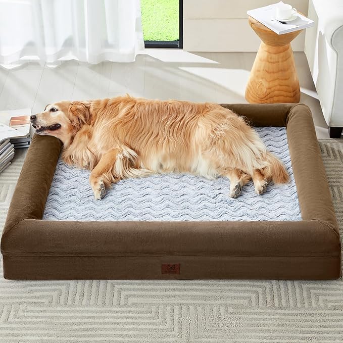 WNPETHOME Giant Dog Bed, Washable Dog Couch with Removable Waterproof Cover, Orthopedic Large Pet Sofa Bed with Bolster Sides for Sleeping