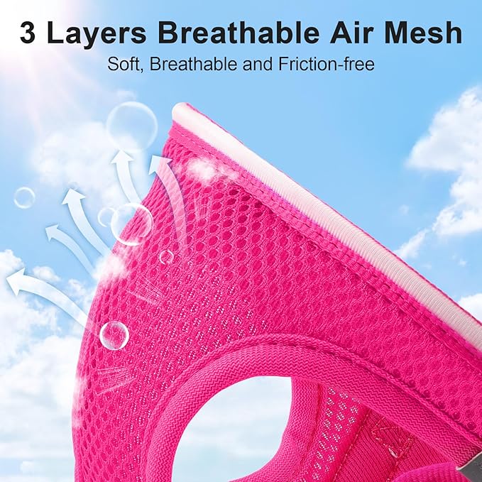 Light Up Dog Harness,Rechargeable LED Dog Harness for Small Medium Large Dogs,Reflective Lighted Safety Vest for Night Walking & Camping,Lightweight & Adjustable,Pink,L