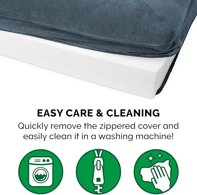 Furhaven Orthopedic Dog Bed for Large Dogs w/ Removable Bolsters & Washable Cover, For Dogs Up to 125 lbs - Sherpa & Chenille Sofa - Orion Blue, Jumbo Plus/XXL