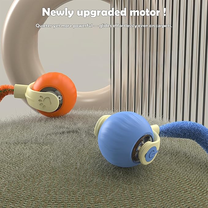 Interactive Cat Toy Ball | Automatic Moving Smart Anti-Depression Pet Toy with Light | Speedy Tail 3.0 Cat Mouse Toy | Electric Rechargeable Enrichment Toy for Indoor Bored Cats & Dogs (Orange)