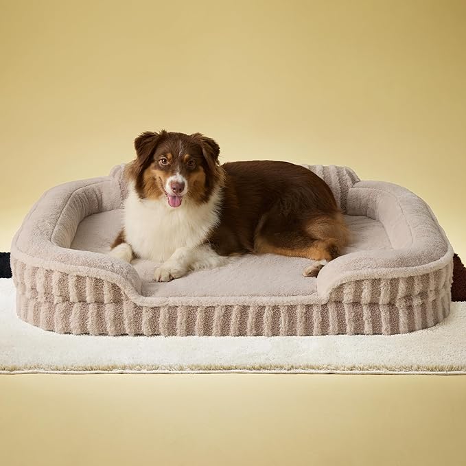 LE SURE Cute Dog Beds Large Sized Dog, Orthopedic Waterproof Large Pet Bed with Sides, Non-Slip Bottom and Egg-Crate Foam Pet Couch Sofa with Washable Removable Cover, Hazel