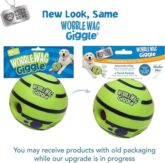 Wobble Wag Giggle Ball | Rolling Enrichment Toy for Fun Playtime, Interactive Play for Indoor or Outdoor, Keeps Dogs & Puppies Large, Medium or Small Busy & Moving, As Seen on TV | Pack of 1