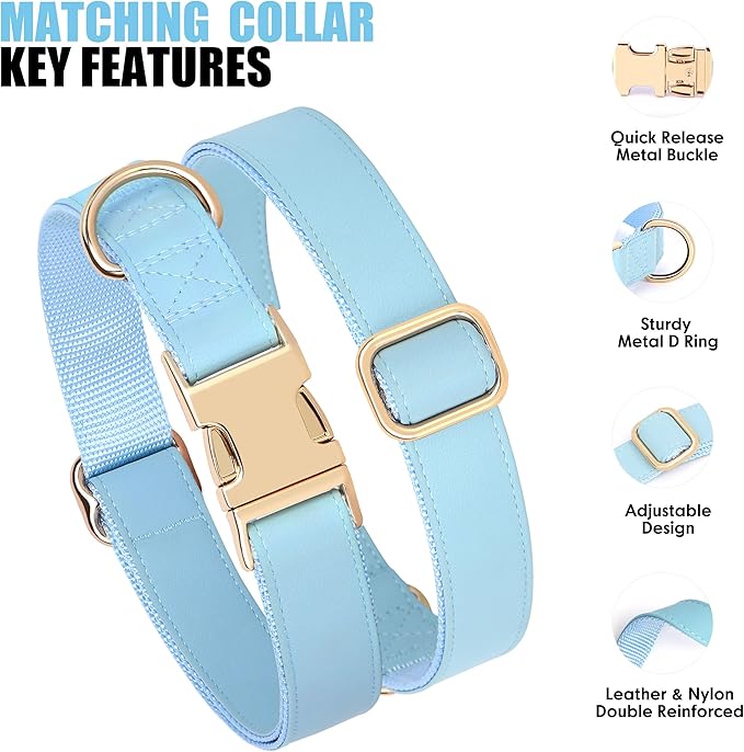 PET ARTIST Soft PU Leather Dog Collar for Large Dogs, Bright & Classic Nylon Padded Durable Dog Collar Leather with Quick Release Metal Buckle Adjustable for Male Dogs, Neck Fit 16-27"