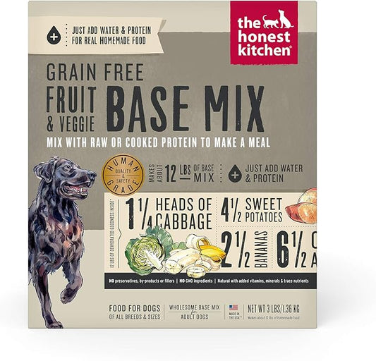 The Honest Kitchen Dehydrated Grain Free Fruit & Veggie Base Mix Dog Food (Just Add Protein), 3 lb Box