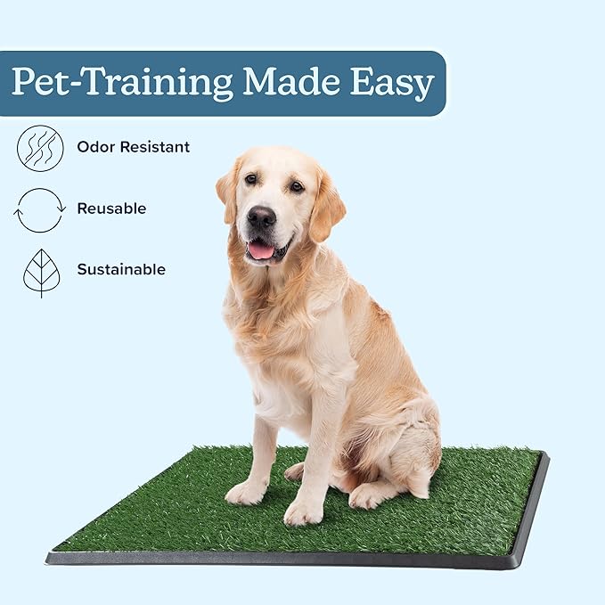 Artificial Grass Puppy Pee Pad for Dogs and Small Pets - 20x30 Reusable 3-Layer Potty Training Pad with Tray - Dog House and Pet Supplies by PETMAKER
