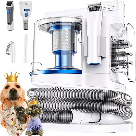 Pet Grooming Kit with 3.4L Oversized Vacuum Suction - 99% Pet Hair Removal - Professional Dog Clippers & Shedding Tools for Cats, Teddy, Poodle, Golden Retrievers