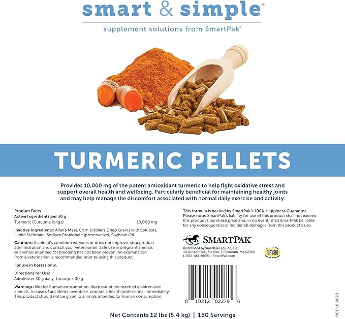 Senior Support SmartPak | Prebiotics and Probiotics | Turmeric Supplement | Flax Seed for Skin & Coat Health | Antioxidant Support for Senior Horses | 28 Days Supply