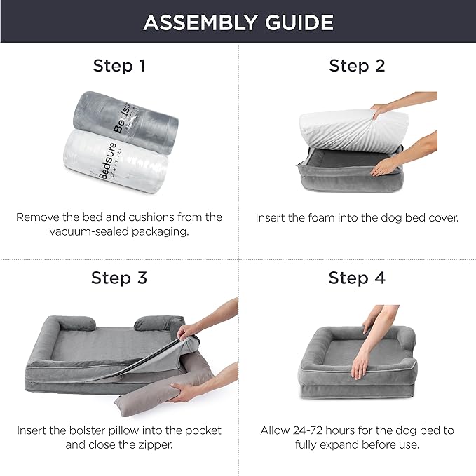 Bedsure Orthopedic Dog Beds Large Sized Dog - Washable Large Dog Cat Bed Waterproof, Comfort Dogs Couch Sofa with Washable Removable Cover, Pet Bed with Nonskid Bottom, Plush-Black, 35"