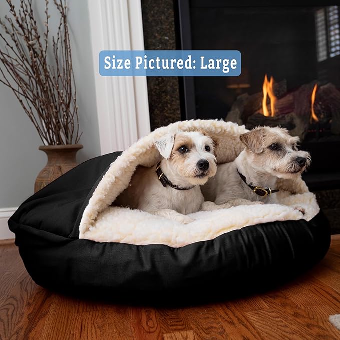 Snoozer Luxury Microsuede Cozy Cave Pet Bed, Small,Black