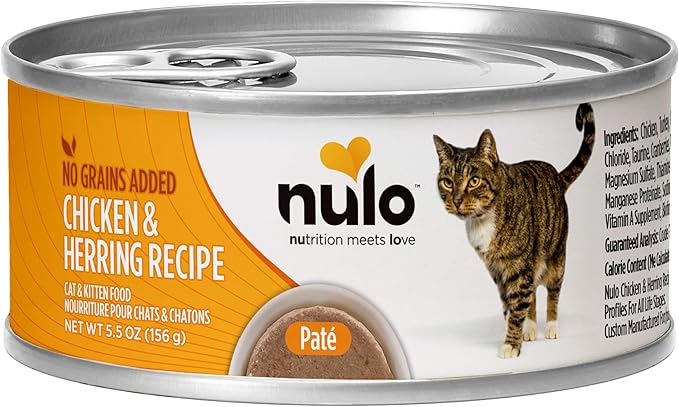Nulo Chicken & Herring Recipe Pate Wet Canned Cat Food, 5.5 Ounce (Pack of 24)
