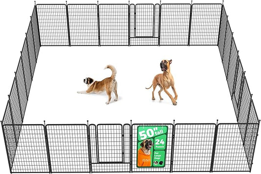 FXW Rollick Unleashed Dog Playpen for Indoor, Yard, RV Camping, 50 inch 24 Panels for Large Dogs, Black│Patented