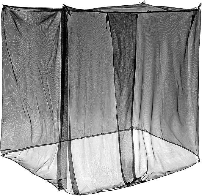 4 Corners Mosquito Net for Mosquiteros para Camas Bed Canopies Netting Bed Drapes Rectangular Mosquito Mesh for Camping Home Outdoor Travel(Black,L75 X W79 X H67 Inch,Opening)