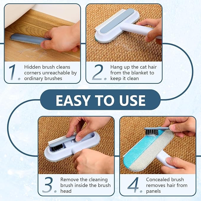 Reusable Pet Hair Remover Brush Multifunctional Long Handle 2025 New 4 in1 Cat and Dog Hair Removal for Couch Washable Lint Cleaner for Dog and Cat Hair, Gentle on Furniture