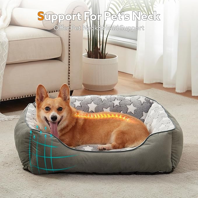 SIWA MARY Large Dog Bed, Rectangle XL, Washable, Non-Slip Dark Grey (35"x25"x9")