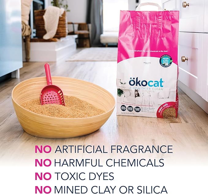 ökocat Super Soft Wood Clumping Cat Litter, Unscented,14 pounds - Natural Ingredients, Stops Odor, Clumps Solid, 99% Dust Free, Great for All Cats, Sensitive Paws, Kittens