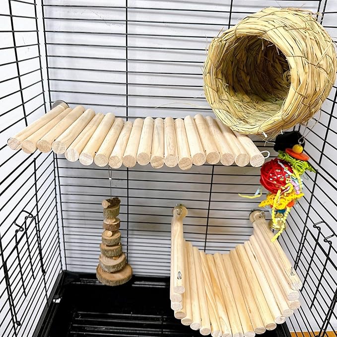 2Pcs Chinchilla Wood Ledge Hamster Wooden Flexible Platform Perch Climbing Toys Cage Accessories for Rat Mouse Sugar Glider Small Animal