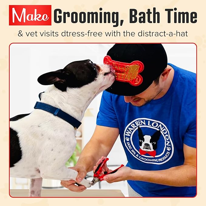Warren London Hat/Snack Combo - Distract-A-Hat™ Grooming Distraction Tool + 8 oz All-Natural Roasted Peanut Dog Peanut Butter, Xylitol-Free Enrichment & Anxiety-Relief, $42 Value for $34.99