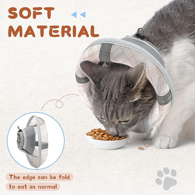 Supet Cat Collar Soft to Stop Licking, Breathable Air Mesh Cone for Cats After Neuter Surgery, Anti-Scratch Head Cone for Small Kitten Cats (M)