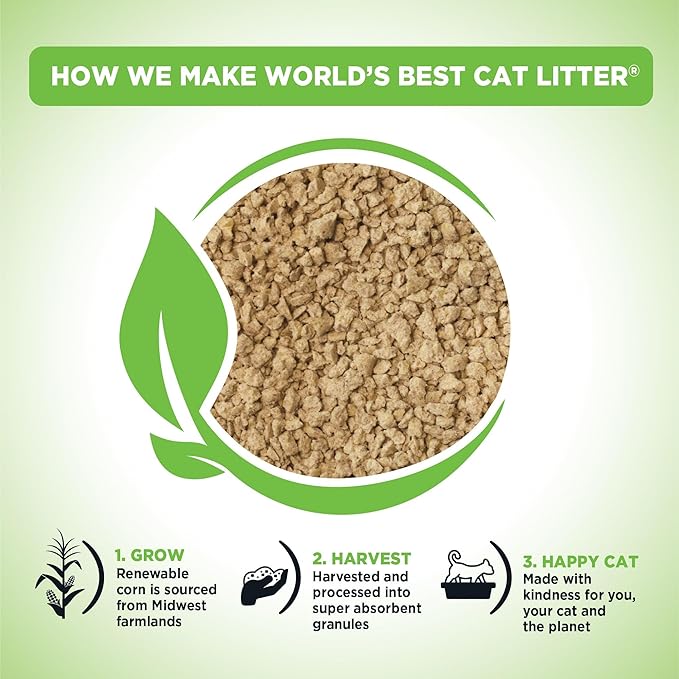 WORLD'S BEST CAT LITTER Comfort Care Unscented, 32-Pounds - Natural Ingredients, Quick Clumping, Flushable, 99% Dust Free & Made in USA - Long-Lasting Odor Control & Easy Scooping