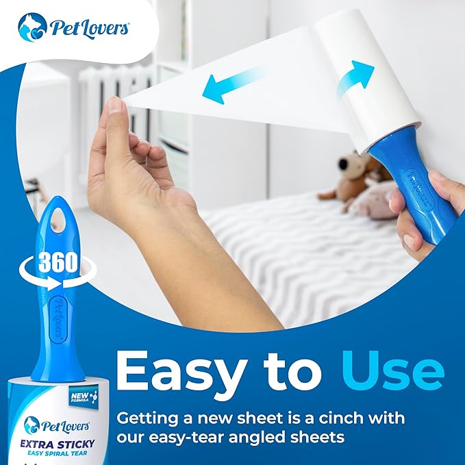 PetLovers Extra Sticky Lint Roller Ultimate Value Set 800 Sheets for Pet Hair Removal, Dog and Cat Lint Remover 8 Pack