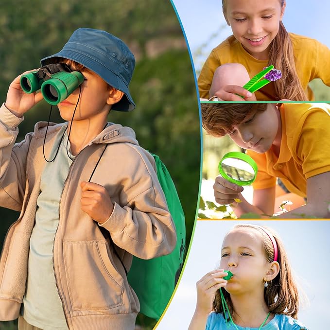 Kids Explorer Kit & Bug Catcher Kit, Camping Gear for Kids, Outdoor Exploration Set with Backpack & Binoculars, Ideal Outdoor Adventure Toys for Boys Girls 3-12