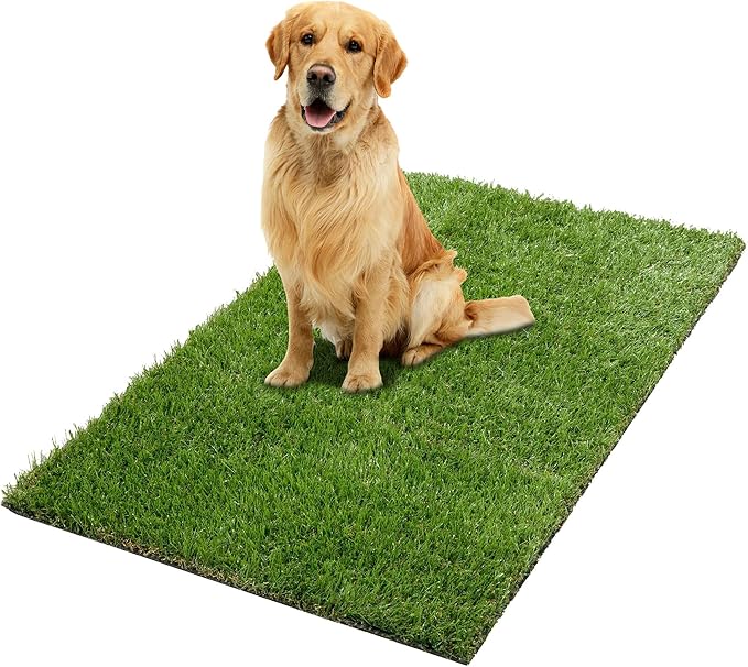 Ottomanson Artificial Grass Puppy Potty Training Pad, 2' x 2'7" Reusable Pee Pad for Small Pets and Dogs