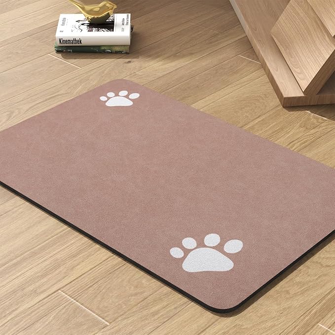 Pet Feeding Mat-Absorbent Dog Mat for Food and Water Bowl-No Stains Quick Dry Water Dispenser Mat-Dog Accessories Pet Supplies-Bowl for Messy Drinkers（Dusty Pink,23"x34"