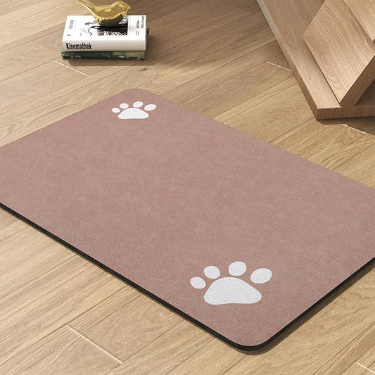 Pet Feeding Mat-Absorbent Dog Mat for Food and Water Bowl-No Stains Quick Dry Water Dispenser Mat-Dog Accessories Pet Supplies-Bowl for Messy Drinkers（Dusty Pink,17"x34"