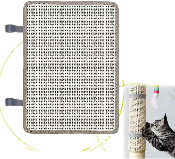 Cat Nail File Scratcher, Sisal Cat Scratch Pad Wrapped Around a Cat Scratcher Post or Cat Tower, Cat Nail File with 80 Aluminum Oxide Grit, to Help Protect Furniture and Help Trim Cat's Nails