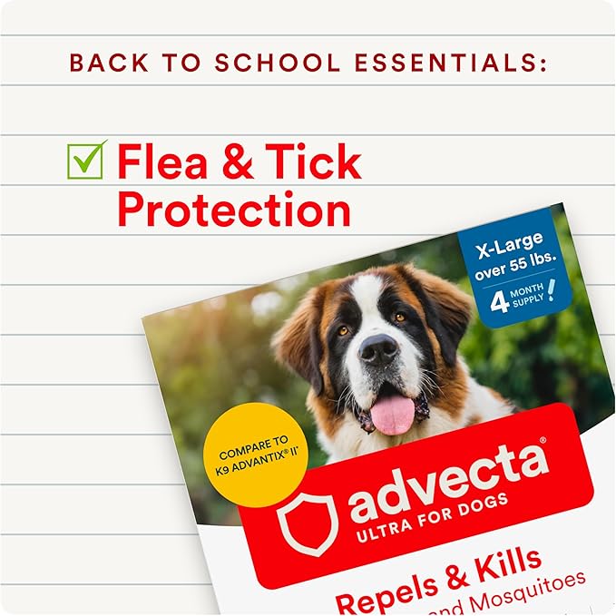 Ultra Flea and Tick Prevention for Dogs - Dog and Puppy Treatment and Control - Mosquito Repellent - XL, Fast Acting Waterproof Topical Drops, 2 Month Supply