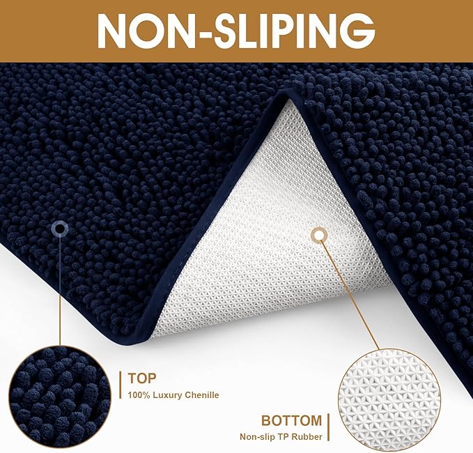 IM HOME Extra Large 60" x 36" Navy Blue Dog Door Mats for Muddy Paws, Chenille Absorbent Dog Mat, Non Slip Heavy Mud Mat for Dogs, Soft Pet Bed Mat for Entryway, Mud Paws, Inside Floor