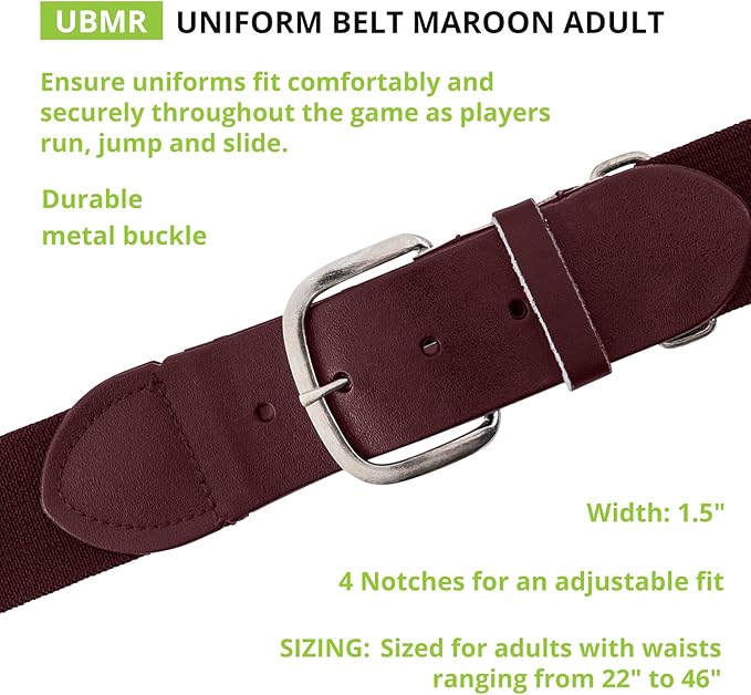 Champion Sports Baseball/Softball Uniform Belt, Comfort Stretch Fit Durable Syntex Tab - Youth & Adult Sizes, Multiple Colors