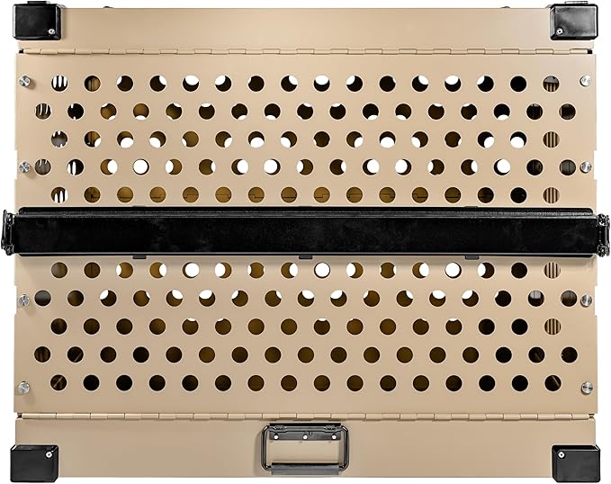 Heavy Duty Fully Collapsible Powder-Coated Aluminum Dog Crate - Medium (Tan)
