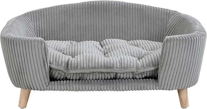 Christopher Knight Home Elroy Orthopedic Dog Bed, Elevated Dog Sofa Bed for Small Dog, Supportive Foam Pet Couch Bed with Wooden Legs, Modern Pet Sofa Bed, Gray