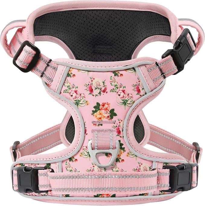 Timos Dog Harness, No-Pull Pet Harness with 2 Leash Clips, 3 Snap Buckles Adjustable Soft Padded Dog Vest, Reflective No-Choke Pet Oxford Vest with Easy Control Handle for Small Medium Large Dogs