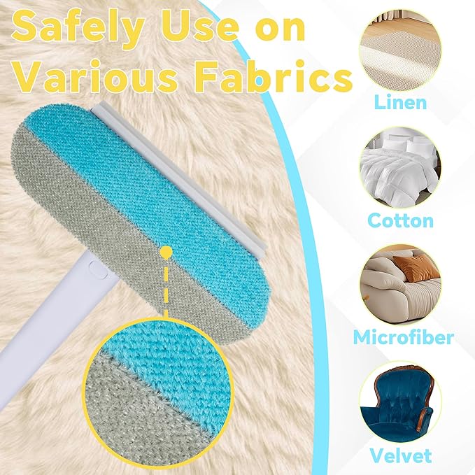 Pet Hair Removal Tool, 4 in 1 Cat and Dog Hair Remover, Gentle on Furniture, Reusable, Washable Cat Hair Remover Brush for Car, Couch, Carpet, Clothes, Window and Laundry