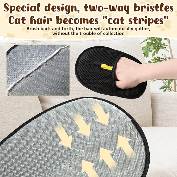 2Pcs Pet Hair Removal Glove, New Upgrade Efficient Grooming Gloves for Pet Hair,Cat Grooming Gloves for Hair Removal,Versatile Reusable Electrostatic Pet Hair Remover Glove