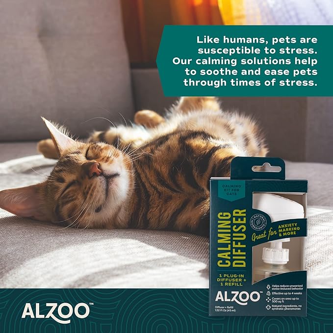 Calming Diffuser for Cats, Kit Includes 1 Plug-in Diffuser & 1 Refill, Helps Reduce Unwanted Stress-Induced Behavior, 100% Plant-Based Active Ingredients, Covers Up to 500 Sq. Ft, 1.52 Fl. Oz.