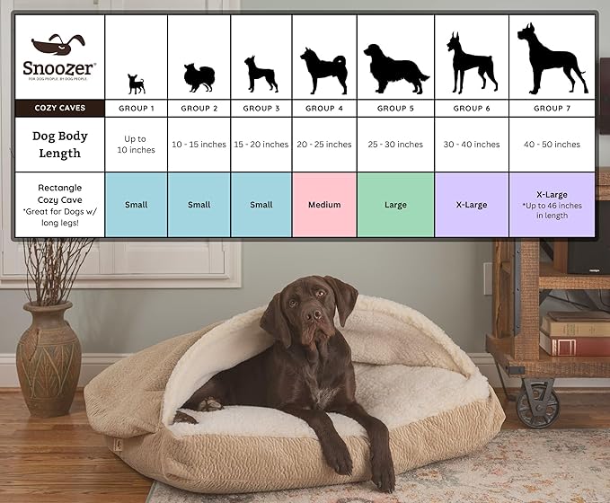 Snoozer Pet Products Luxury Rectangle Cozy Cave Dog Bed with Microsuede, Showdog Collection, Small, Merlin Linen