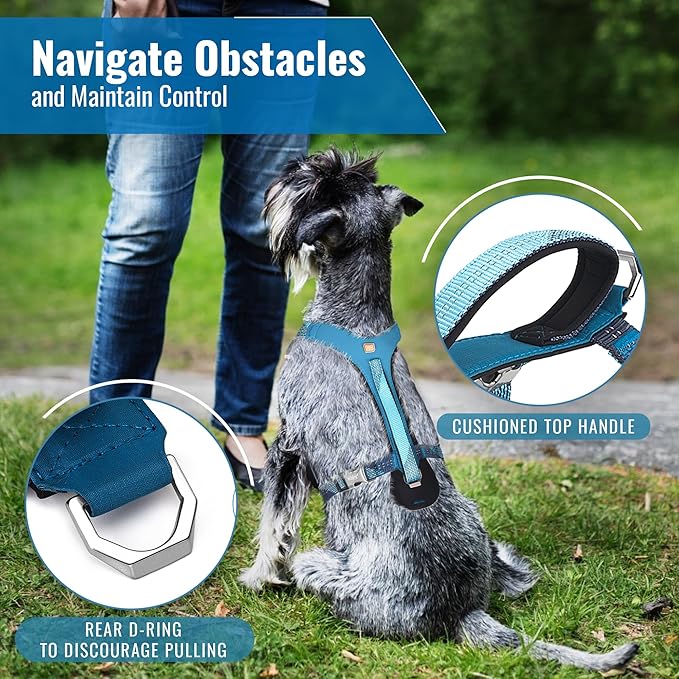 No-Pull Dog Harness with Handle - Escape Proof, Anti-Pulling, Grip Control, Multi-Angle Reflective for Safe Walks & Training, Easy On & Off, Metal Buckle–Pet Harness, Medium/Large Dogs- H3- Orange
