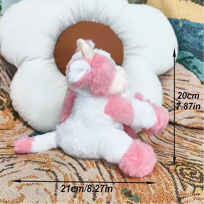 Pink and White Cow Weighted Stuffed Animal 20cm/7.87in Cute Sitting Cow Plush Toy with Smile Soft Fluffy Small Farm Plushie for Kids Adults Birthday Festival Gift Bed Home Office Decor Toys
