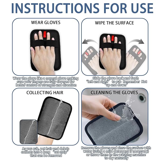 Pet Hair Remover,1 PCS Pet Hair Removal Glove,Electrostatic Gloves for Cats&Dogs,New Upgrade Efficient Grooming Gloves for Pet Hair,Reusable Animal Fur Removal Tool for Couch,Furniture,Carpet,Curtain