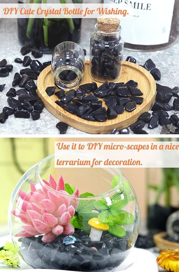 Obsidian Healing Crystal Chips Bulk Gemstones Sets Tumbled Crushed Stones Crushed Crystals Natural Rocks for Fountain Rocks Decoration Reiki Energy Balancing Meditation Aquarium Gravel 0.44lb