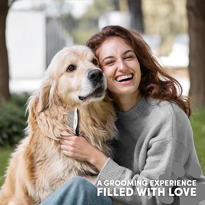 Poodle Pet Dog Combs for Grooming | 2 Pack | Stainless Steel Teeth Easily Remove Dirt | Proper Care Prevents Knots and Mats for Long and Short Haired Pets | Anti-Slip Comfort Grip Handle (Blue)