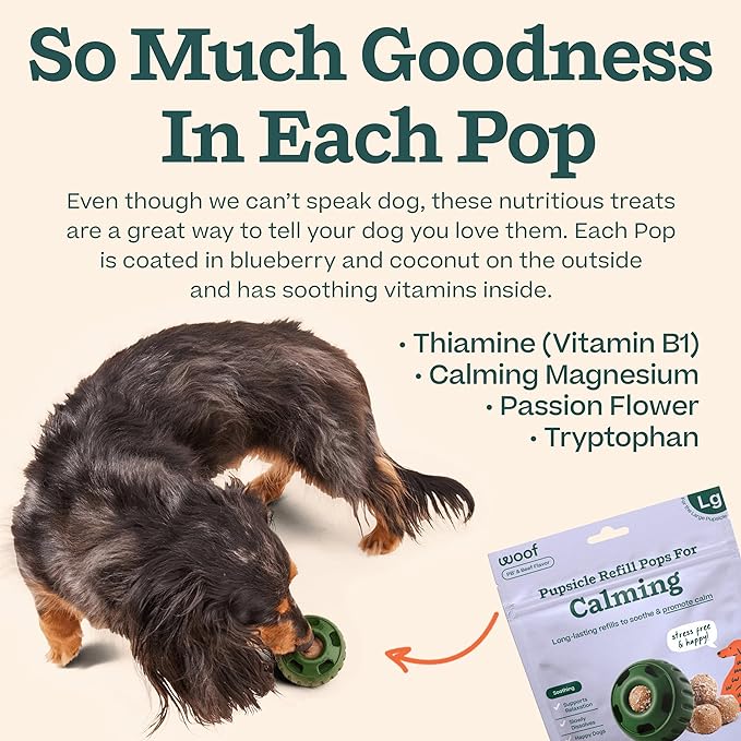 WOOF Pupsicle Refill Pops for Calming - Calming Dog Treats - Long-Lasting Refills for The Pupsicle Toy to Promote Calm - Magnesium for Dogs- Large Pops - 7 Count