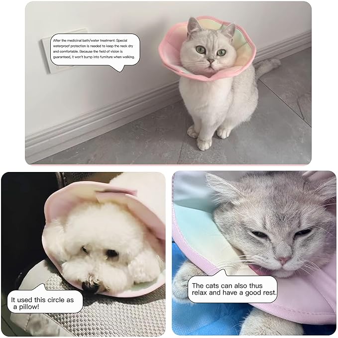 Touchdog Foldable Dog Cone Collar for Cats & Dogs - Adjustable Soft Recovery Collar with Waterproof PU Coating, Lightweight Design, 24.5cm/9.6in Wide Barrier (Blue Gradient Color, XL)